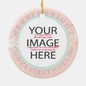 PixDezines私たちの初めてのクリスマス写真/DIYカラー セラミックオーナメント (裏面)