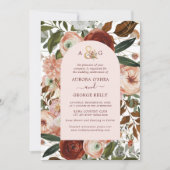 PixDezines秋の恋H2マルサラレッドフラワーインヴィ 招待状 (正面)