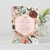 PixDezines秋の恋H2マルサラレッドフラワーインヴィ 招待状 (スタンド正面)