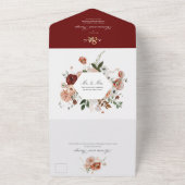 PixDezines秋の水の色の花マルサラレッド オールインワン招待状 (外側)