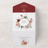 PixDezines秋の水の色の花Marsala All I オールインワン招待状 (外側)