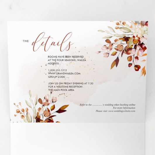 PixDezines秋素朴ユーカリ 三つ折り招待状 (内部最初)