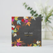 PixDezines秋/メープル葉/ラスチックの黒板 招待状 (スタンド正面)