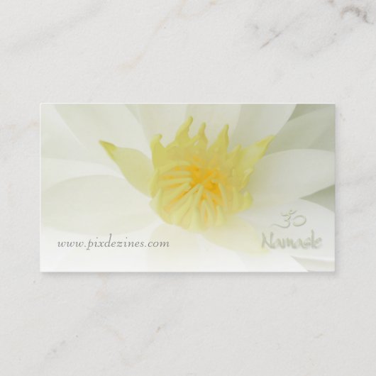 PixDezines純粋ホワイトロータス、Omヨガ、ヒーラー 名刺 (裏面)