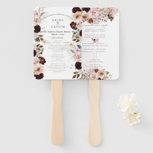 PixDezines素朴水彩秋の花 ハンドファン (正面&裏面)