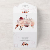 PixDezines素朴秋ブケッツH2バラ牡丹 オールインワン招待状 (外側)