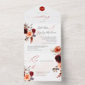 PixDezines素朴秋ブケッツH2バラ牡丹 オールインワン招待状 (内側)