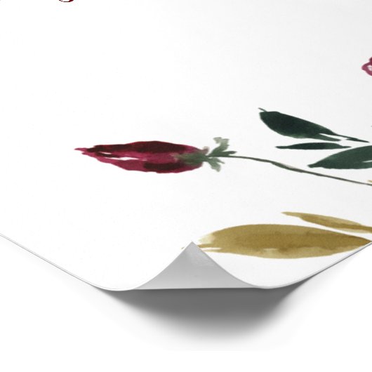 PixDezines素朴赤面ブルゴーニュフラワーズウェルカム ポスター (角)