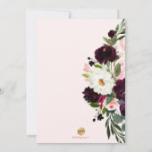 PixDezines素朴開花、ブライダルブルンチネイビー赤面 招待状 (裏面)