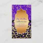 PixDezines紫のヴィンテージレース+cheetah 名刺 (裏面)