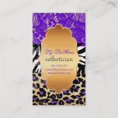 PixDezines紫のヴィンテージレース+cheetah+zebra 名刺 (裏面)