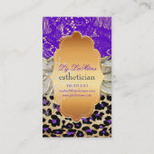 PixDezines紫のヴィンテージレース+cheetah+zebra 名刺 (裏面)