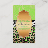 PixDezines紫のヴィンテージレース+cheetah+zebra 名刺 (裏面)