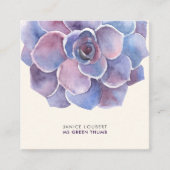 PixDezines紫の多肉質の水色 スクエア名刺 (正面)