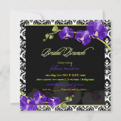 PixDezines紫の蘭/ブライダル/日の背景 招待状 (裏面)