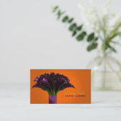 PixDezines紫色のカラ/ディーディ背景色 名刺 (スタンド正面)