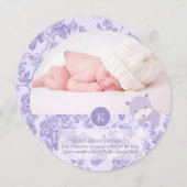 PixDezines紫色のヒッポ+toile 案内状 (正面/裏面)