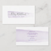 PixDezines紫色の水彩ブラシストローク 名刺 (正面/裏面)