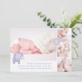 PixDezines紫色の象の写真誕生の発表 案内状