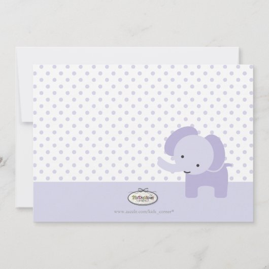 PixDezines紫色の象の写真誕生の発表 案内状 (裏面)