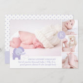 PixDezines紫色の象の写真誕生の発表 案内状