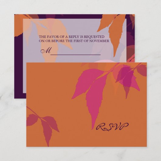 PixDezines紫+ピンク秋 出欠カード (正面/裏面)