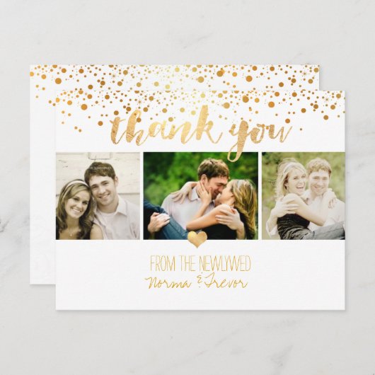 PixDezines結婚のユー感謝してい/フェイク金ゴールド ポストカード (正面/裏面)