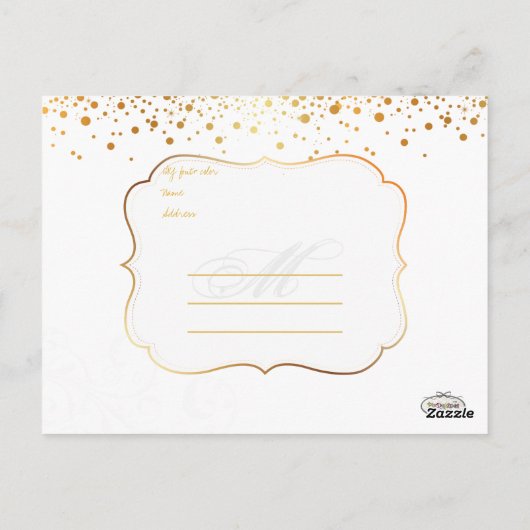 PixDezines結婚のユー感謝してい/フェイク金ゴールド ポストカード (裏面)