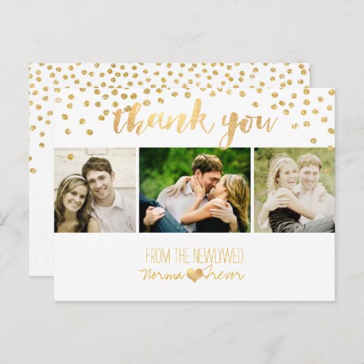 PixDezines結婚のユー感謝してい/金ゴールド紙吹雪 ポストカード (正面/裏面)