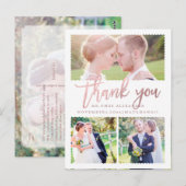 PixDezines'結婚s Thank You/フェイクバラ金ゴールドスクリプト ポストカード (正面/裏面)