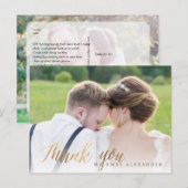 PixDezines'結婚s Thank You/フェイク金ゴールドスクリプト ポストカード (正面/裏面)