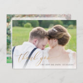PixDezines'結婚s Thank You/フェイク金ゴールドスクリプト 案内ポストカード (正面/裏面)