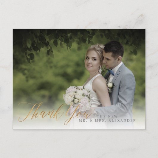 PixDezines'結婚s Thank You/フェイク金ゴールド書 ポストカード (正面)