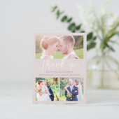 PixDezines'結婚s Thank You/赤面Pink Script ポストカード (スタンド正面)