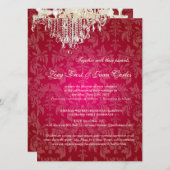 PixDezines結晶シャンデリア/バロックダマスク 招待状 (正面/裏面)