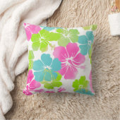 PixDezines緑のハイビスカスレイ/ダイバックグラウンド クッション (ブランケット)