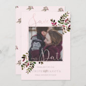 PixDezines繊細な愛の赤面ピンクDIY背景 セーブザデート (正面/裏面)