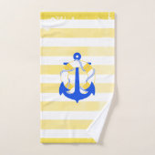 PixDezines航海のストライプ+ライフセーバー バスタオルセット (ハンドタオル)