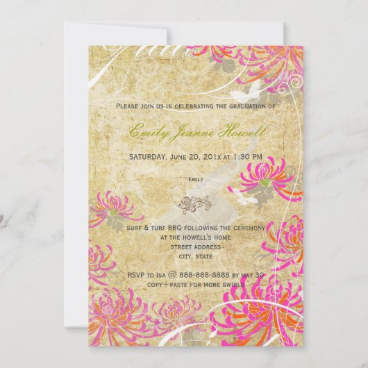 PixDezines花の卒業 招待状 (裏面)