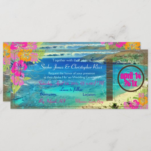 PixDezines花沼ベイ/ヴィンテージ搭乗券 招待状 (正面/裏面)