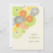 PixDezines菊（菊）、柑橘色 招待状 (正面)