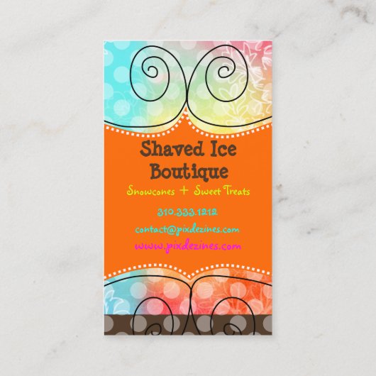 PixDezines虹のかき氷+水玉模様 名刺 (裏面)