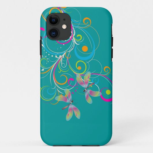 PixDezines虹の渦+トンボ/DIYカラー Case-Mate iPhoneケース (裏面)