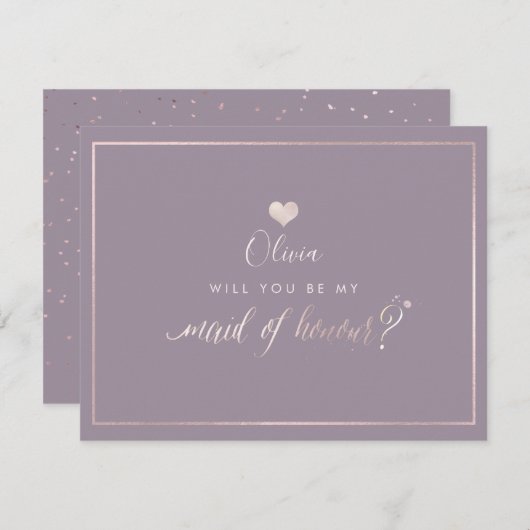 PixDezines虹色赤面ピンク、メイド・オブ・オーナー（花嫁付き添い人） 招待状 (正面/裏面)