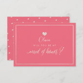 PixDezines虹色赤面+サンゴ、メイド・オブ・オーナー(花嫁付き添い人) 招待状 (正面/裏面)