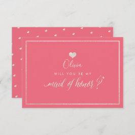 PixDezines虹色赤面+サンゴ、メイド・オブ・オーナー（花嫁付き添い人） 招待状