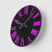 PixDezines蛍光ピンクローマ数字 ラウンド壁時計 (傾斜)