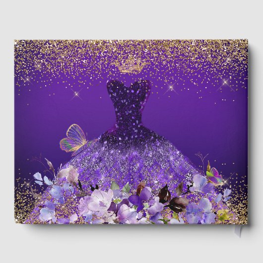 PixDezines蝶キンセアニェラ、ダークパープル ゲストブック (裏面)