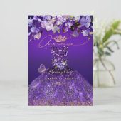 PixDezines蝶キンセアニェラ、ダークパープル 招待状 (スタンド正面)