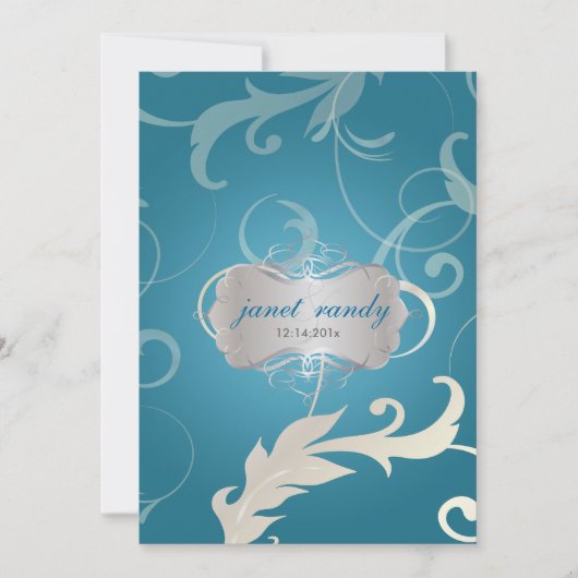 PixDezines装飾用葉の+渦巻き 招待状 (正面)